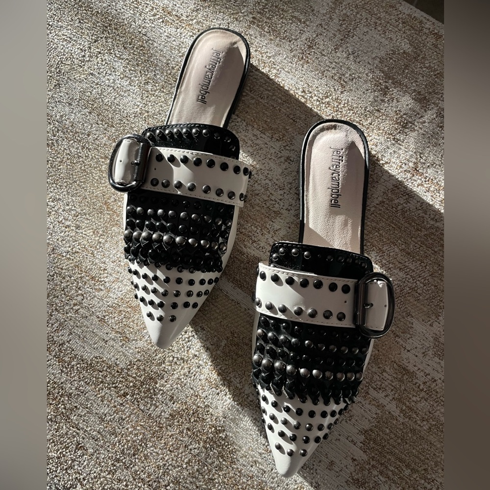 Jeffrey Campbell Black and White Studded Women's Shoes - Picture 2 of 5